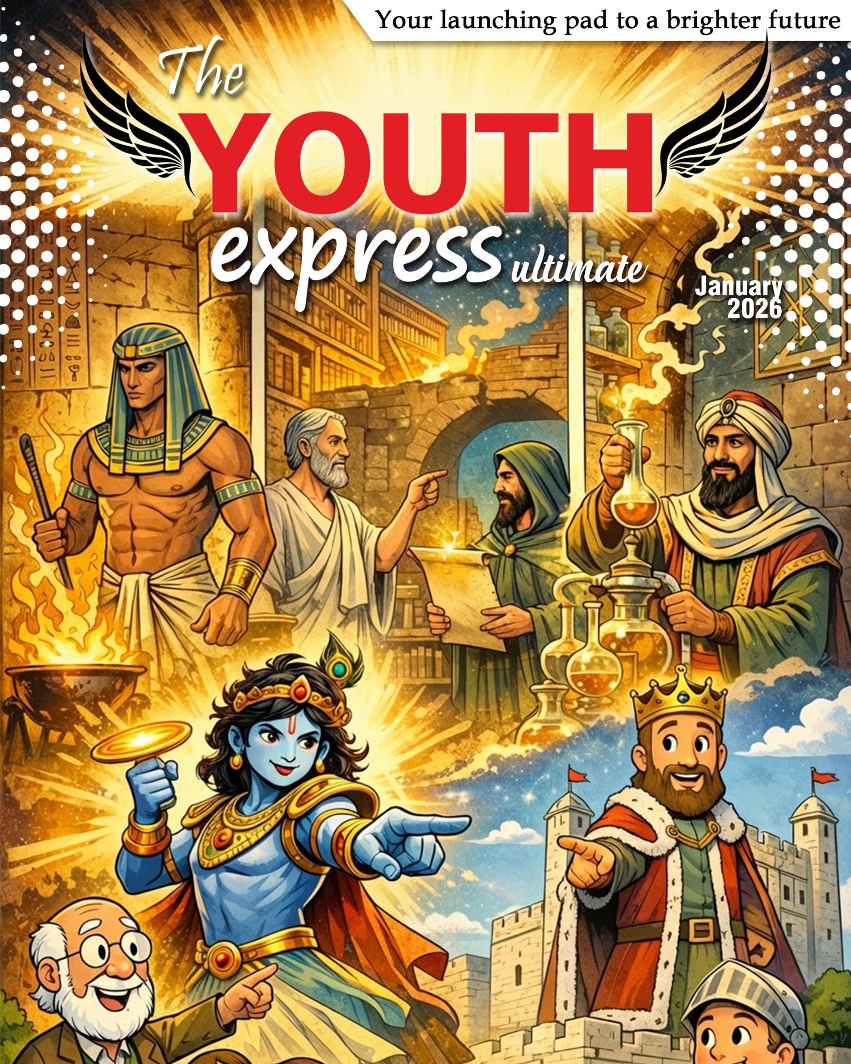 Youth Express Ultimate - Kids Newspaper covering Bhagavad Gita and Alchemy